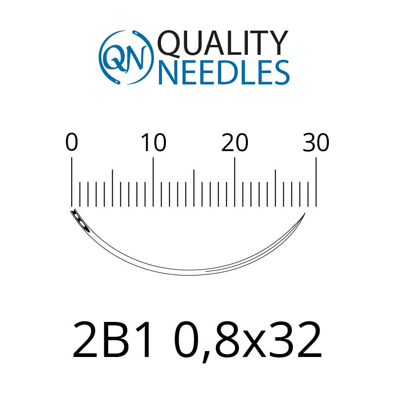Голки хірургічні ріжучі, 2/8 (1/4), пружинне вушко, розмір 0,8х32 мм, 10 шт.